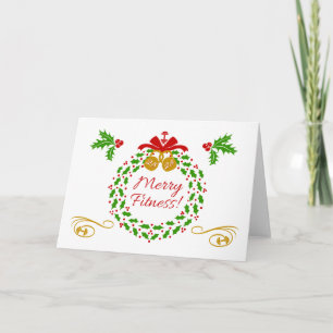 Cartão De Festividades Merry Fitness Wreath Blank Holiday Card