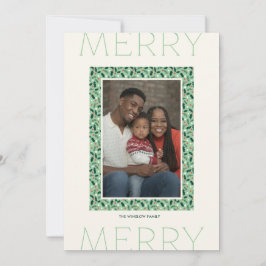 Cartão De Festividades Merry Holly Days Holiday Photo Card (Green)