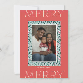 Cartão De Festividades Merry Holly Days Holiday Photo Card (Red)