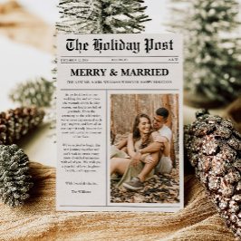 Cartão De Festividades Merry & Married Christmas Newspaper