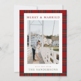 Cartão De Festividades Merry & Married Classic Tartan Holiday Card