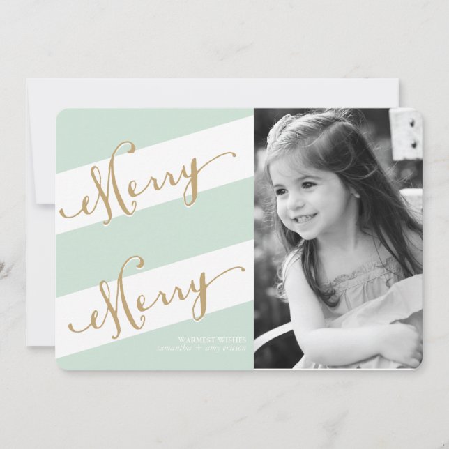 Cartão De Festividades Merry Merry - Holiday Photo Greeting Card (Frente)