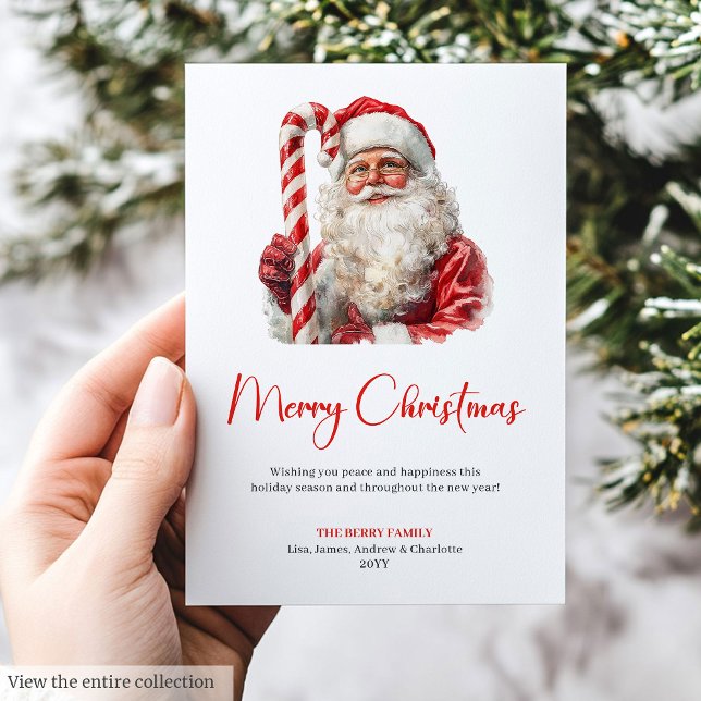 Cartão De Festividades Merry Santa Claus Rustic Custom Editable Holiday  (Merry Santa Claus Rustic Custom Editable Holiday Card)
