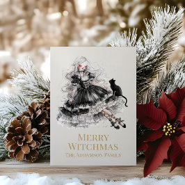 Cartão De Festividades Merry Witchmas Gothic Witch Custom Holiday Card