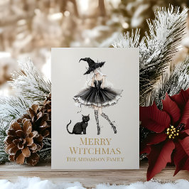 Cartão De Festividades Merry Witchmas Playful Witch Custom Holiday Card