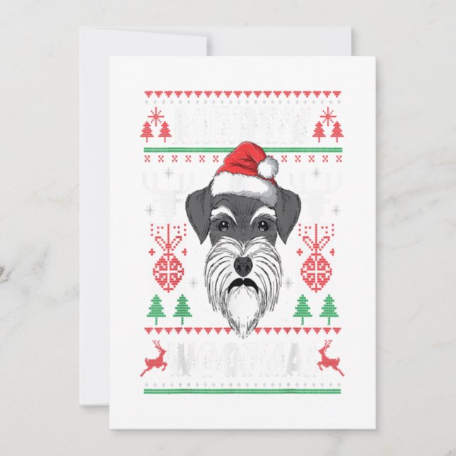 Cartão De Festividades Merry Woofmas Schnauzer Christmas Dog Lover (Frente)