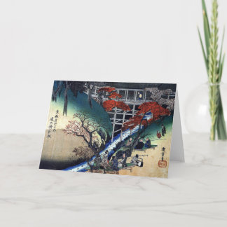 Cartão De Festividades Merrymaking abaixo das árvores de bordo, Hiroshige