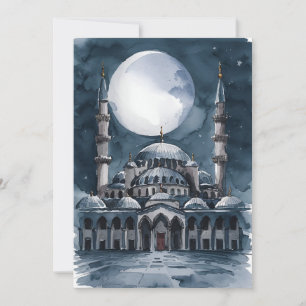 Cartão De Festividades Mesquita Aquarela 