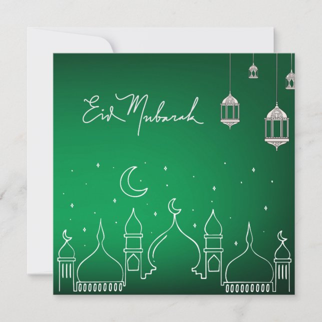 Cartão De Festividades Mesquita de Arte da Linha Eid Mubarak (Frente)