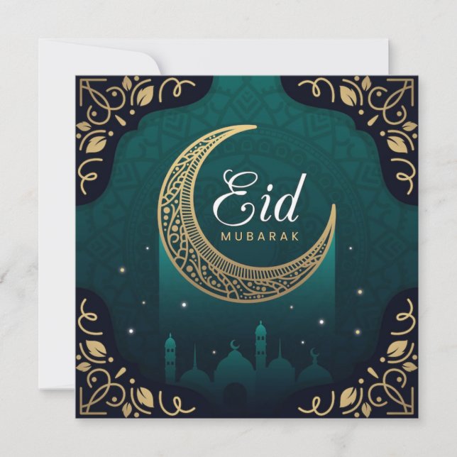 Cartão De Festividades Mesquita de Eid Mubarak Feliz (Frente)