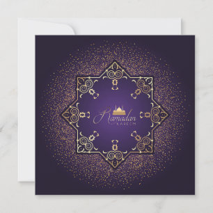 Cartão De Festividades  Mesquita de Ramadan Mubarak Roxo e Ouro