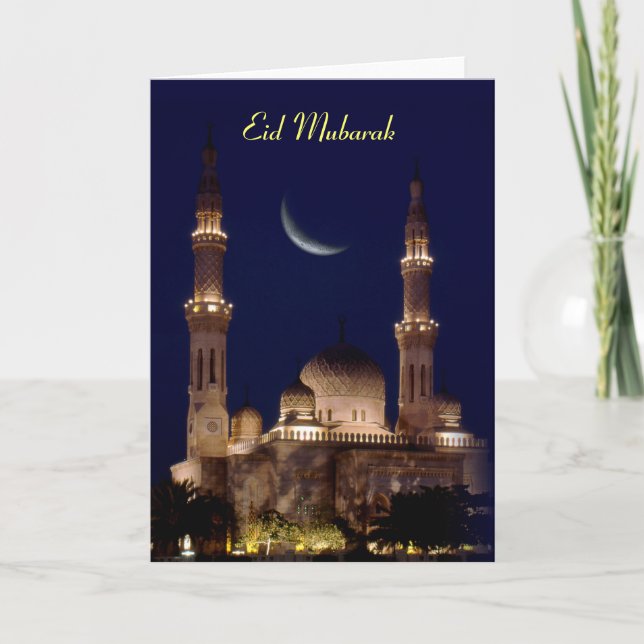 Cartão De Festividades Mesquita e Moon Eid Islâmico (Frente)