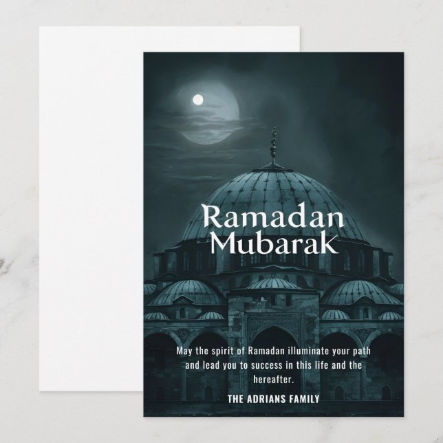 Cartão De Festividades Mesquita Ramadan Mubarak (Frente/Verso)