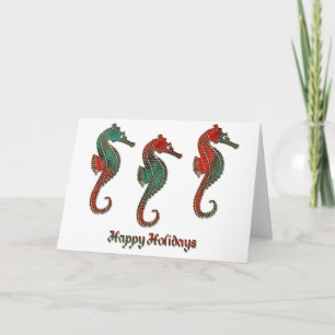 Cartão De Festividades Metallic Christmas Seahorse Trio