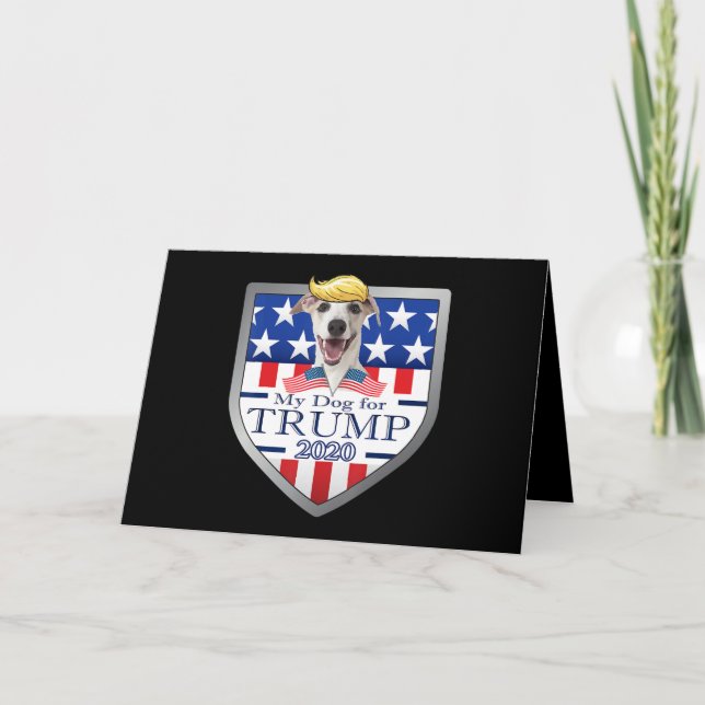 Cartão De Festividades Meu Cão Trump 2020 Greyhound Vestindo óculos (Frente)