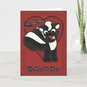 Cartão De Festividades Meu coração é seu, um pequeno Skunk bonito com o v