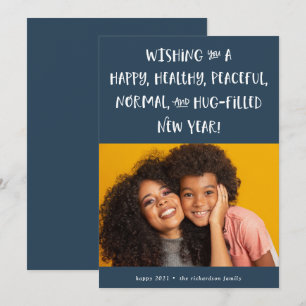 Cartão De Festividades Meu desejo para 2021 Feliz ano novo Azul Fotográ