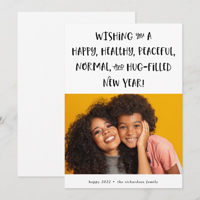 Cartão De Festividades Meu desejo para 2021| Feliz ano novo de Texto Pret (Frente/Verso)