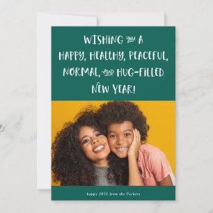 Cartão De Festividades Meu desejo para 2021   Feliz ano novo Verde Fotogr