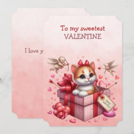Cartão De Festividades Meu Kit de Valentão Mais Doce Gatinho numa Caixa