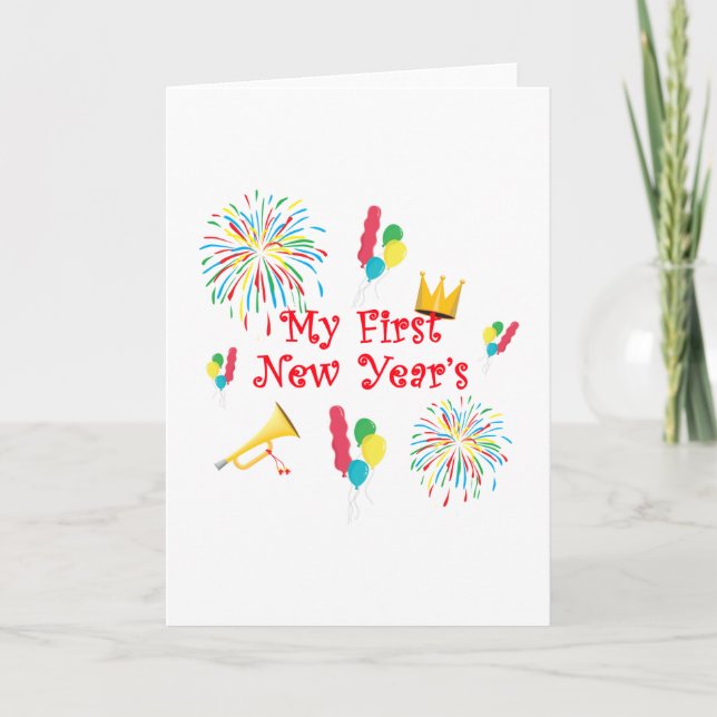 Cartão De Festividades Meu primeiro ano novo (Frente)