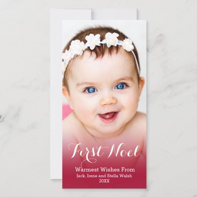 Cartão De Festividades Meu Primeiro Natal Foto Moderna (Frente)