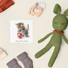 Cartão De Festividades Meu primeiro natal, gatinho fofo personalizável