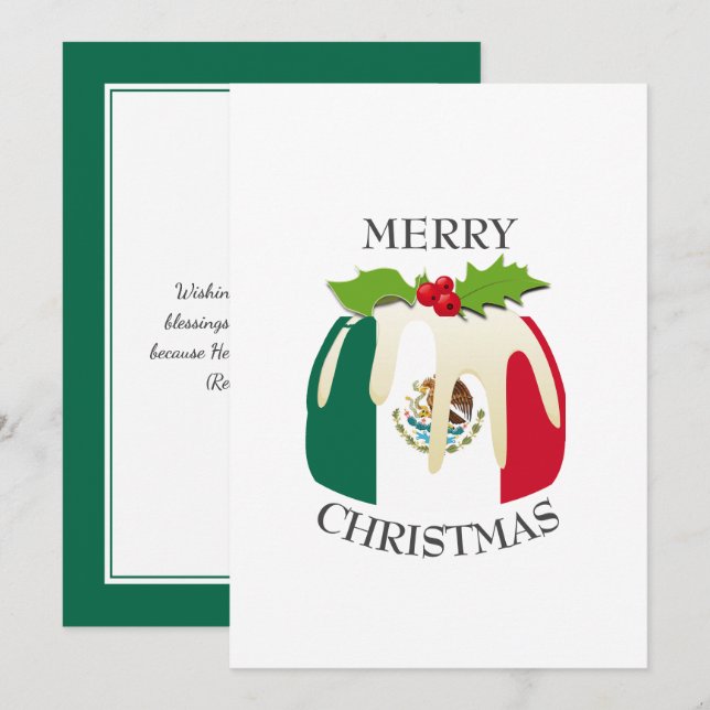 Cartão De Festividades MEXICO FLAG | Pudim de ameixa festiva | Natal (Frente/Verso)