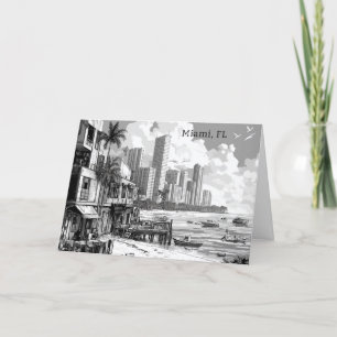 Cartão De Festividades Miami preto e branco personalizado FL