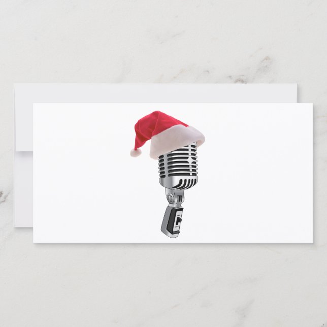 Cartão De Festividades microfone de papais noeis (Frente)