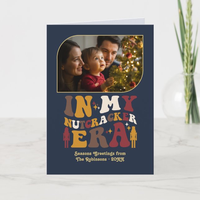 Cartão De Festividades Midnight Gold Fun Retro Christmas Photos (Frente)