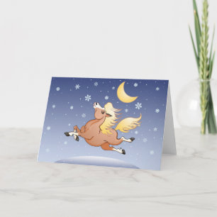 Cartão De Festividades Midnight Snow gallop under the Moon