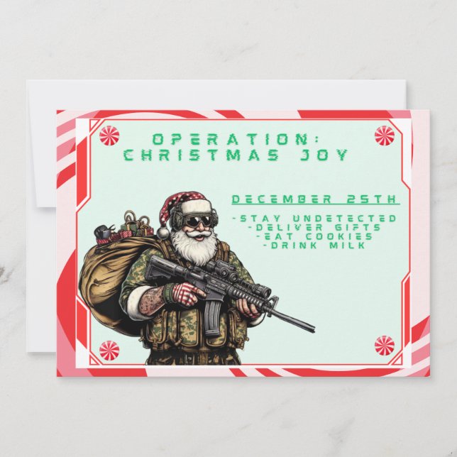 Cartão De Festividades Militares Engraçados/Papais noeis de Natal (Frente)
