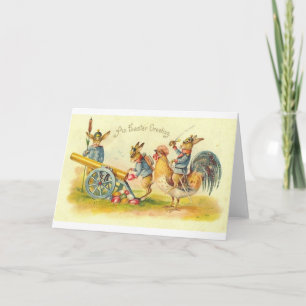 Cartão De Festividades Military Easter Greeting! Vintage Easter Card!