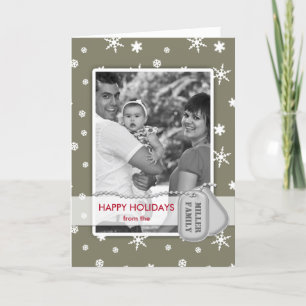 Cartão De Festividades Military Happy Holidays Photo Card (Army Green)