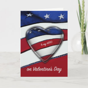 Cartão De Festividades Military Hero Valentine Patriotic Heart U.S.Flag