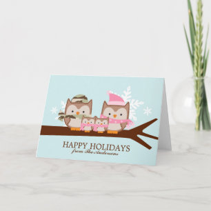 Cartão De Festividades Military Owl Family Christmas Cards