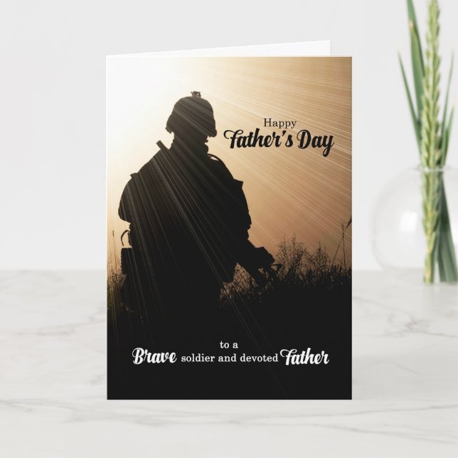 Cartão De Festividades Military Themed Soldier Silhouette Father's Day (Frente)