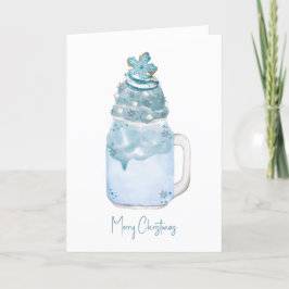Cartão De Festividades Milkshake de Natal com Cookie Snowflake em Pote de