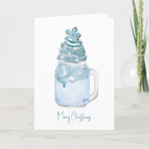 Cartão De Festividades Milkshake de Natal com Cookie Snowflake em Pote de