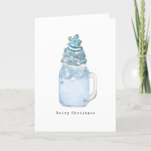 Cartão De Festividades Milkshake Jar Azul Natal Laticínios 