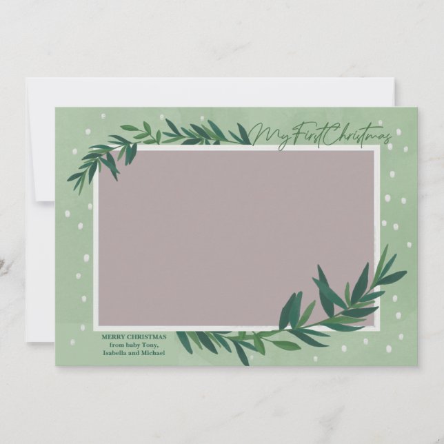 Cartão De Festividades Minha primeira foto de bebê botânico moderno de Na (Frente)