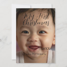 Cartão De Festividades Minha primeira foto de bebê de Natal adiciona nome