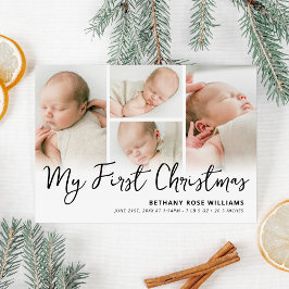 Cartão De Festividades Minha primeira foto de nascimento de bebê de Natal