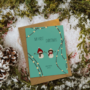 Cartão De Festividades Minha Primeira Ilustração de Boneco de Neve de Nat