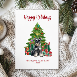 Cartão De Festividades Miniatura Família de Cães Schnauzer Natal