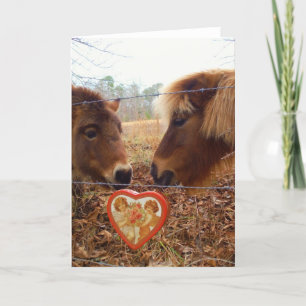 Cartão De Festividades Miniatura Macaco e Coração de Namorados de Cavalo