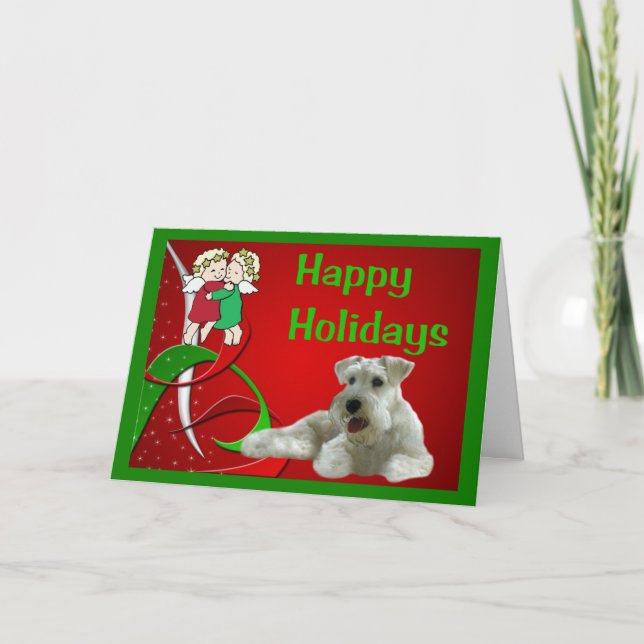 Cartão De Festividades Miniatura - Placa de Natal Schnauzer - Pequenos Ân (Frente)