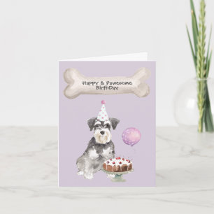 Cartão De Festividades Miniatura Schnauzer Bolo de Aniversário