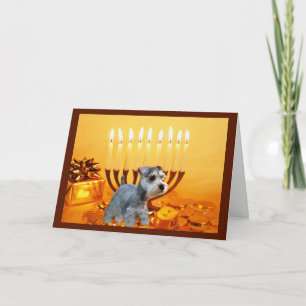 Cartão De Festividades Miniatura Schnauzer Chanukah Card Menorah